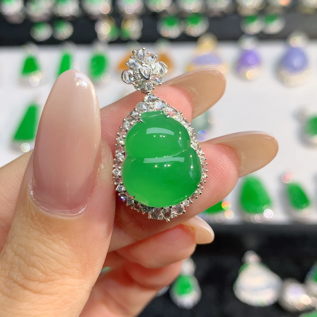 翡翠18K金镶嵌吊坠(不含链)森*