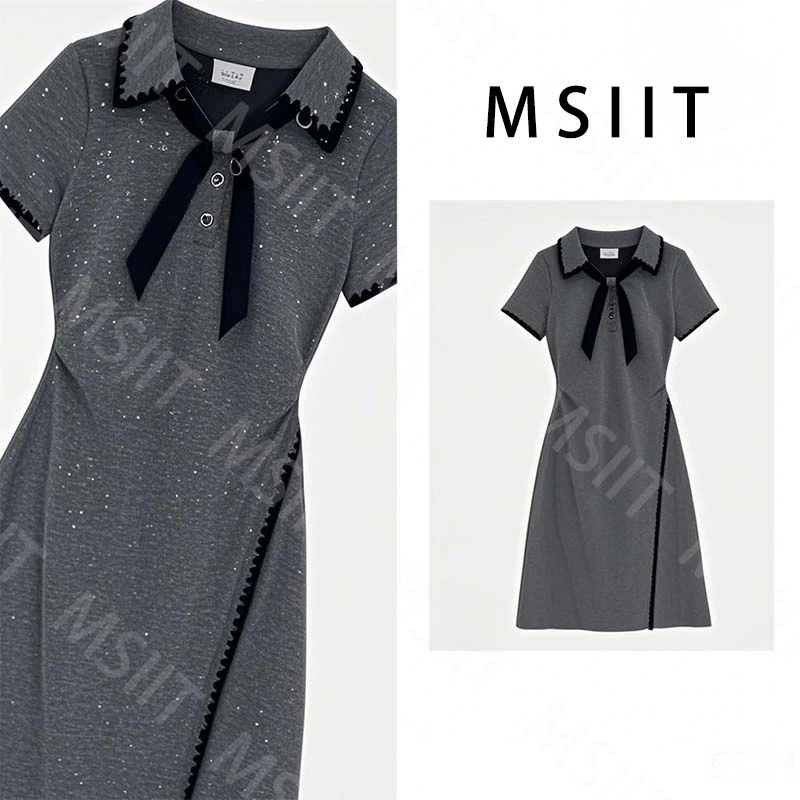 DD-轻奢简约舒适感女装拼接重工刺绣小熊显瘦连衣裙JT-A1001