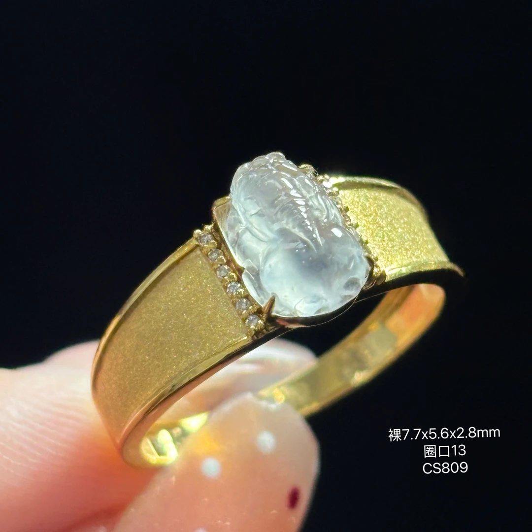 《缅甸翡翠珠宝严选》高冰貔貅玉石戒指（下单质询客服）LL