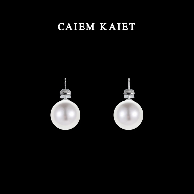 CAIEM KAIET 925银耳饰 施家珍珠耳钉女法式复古轻奢百搭气质耳环
