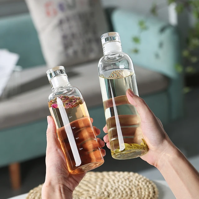 水杯玻璃杯高颜值大容量高硼硅牛奶咖啡奶茶果汁饮料时间刻度杯子