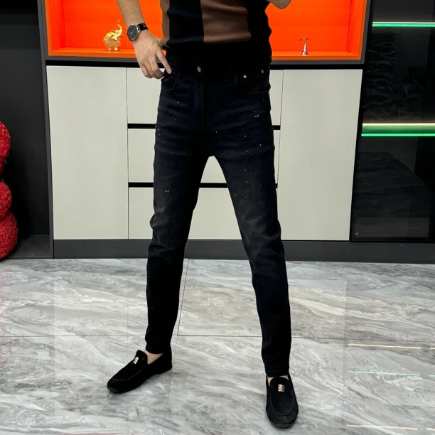 秋季男士烫钻高品质时尚欧货修身小脚牛仔裤高弹力百搭-89180