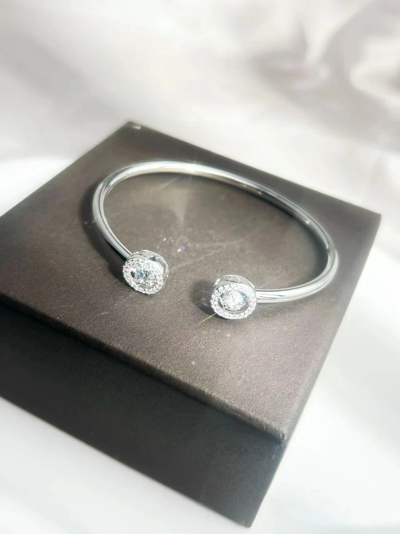 非金属合成锆石手链 S925简约百搭时尚经典小众镶钻环环相扣手链