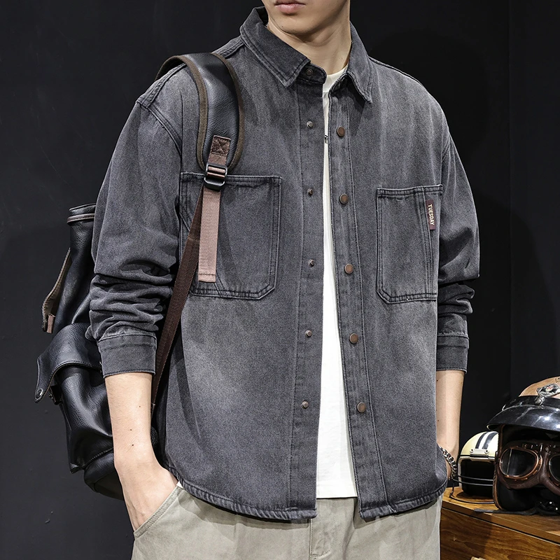 MR.MUDI/穆迪先生牛仔衬衫外套男长袖秋季新款美式高端春秋款衬衣