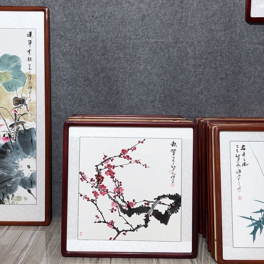 国画书画作品带框63×63