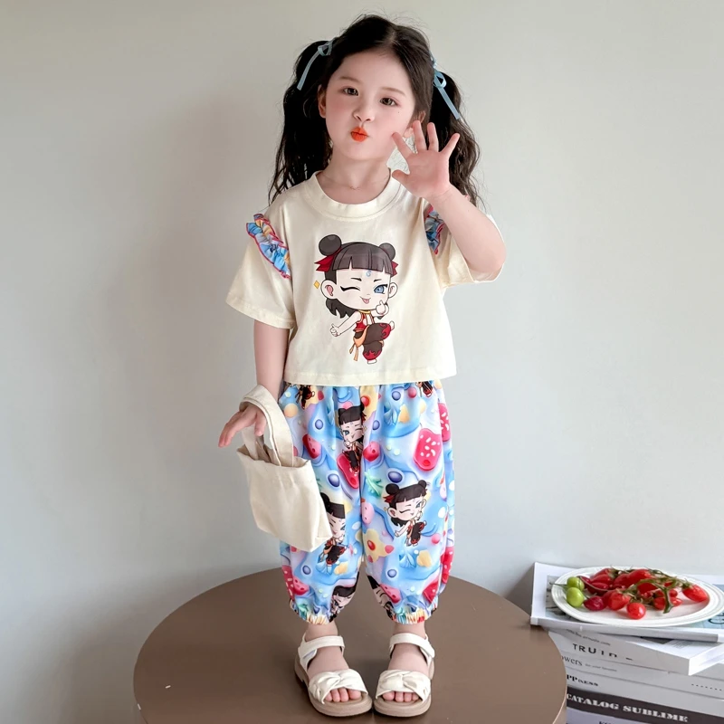 女童夏装套装2025新款洋气儿童哪吒衣服小女孩夏日超好看两件套潮