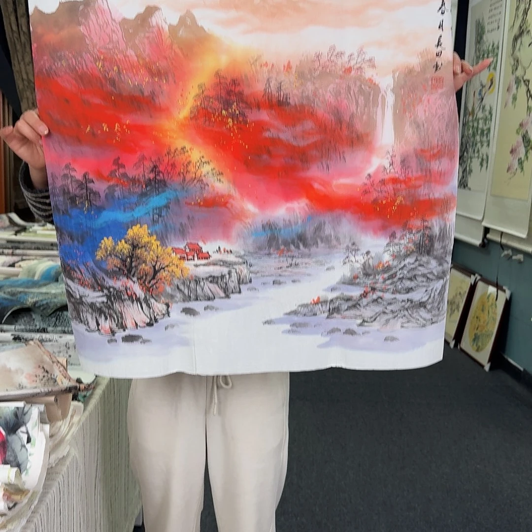 纯手绘国画作品好看斗方