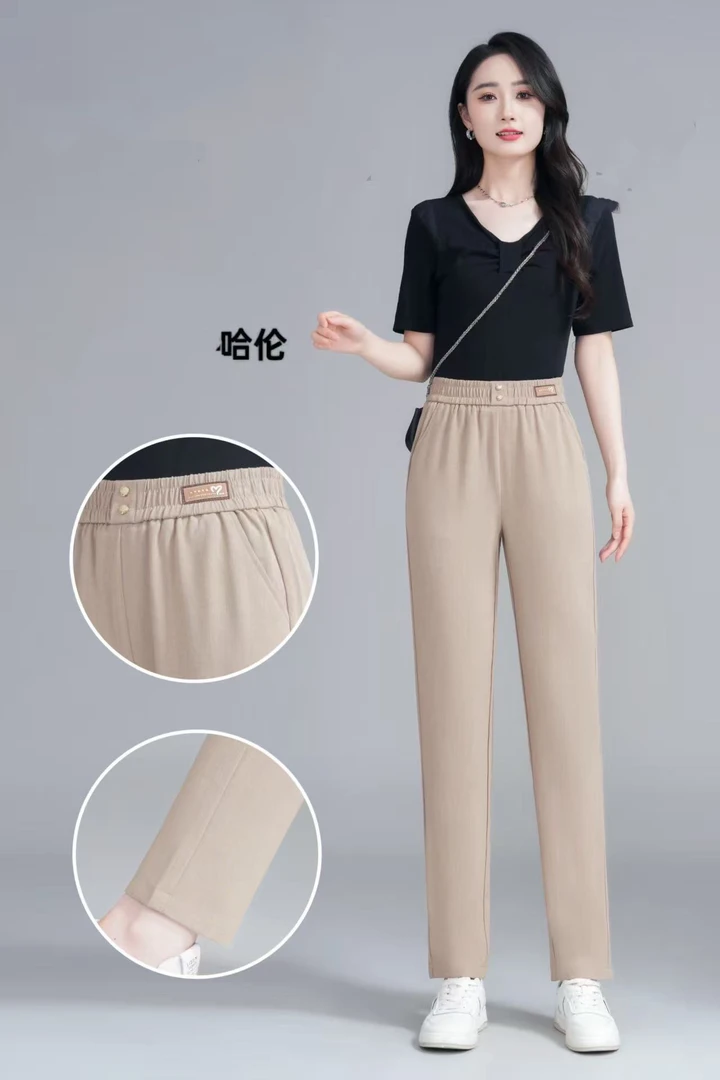 2035新款百搭中年休闲显瘦夏季松紧腰