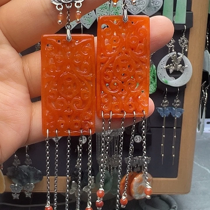 @****翡翠银S925镶嵌耳饰