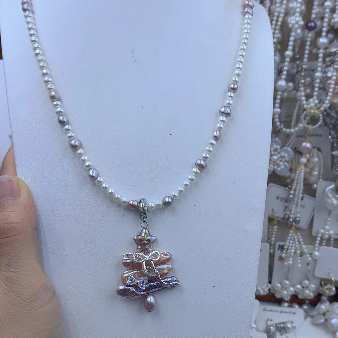 王***亿项链耳饰淡水珍珠银S925镶嵌