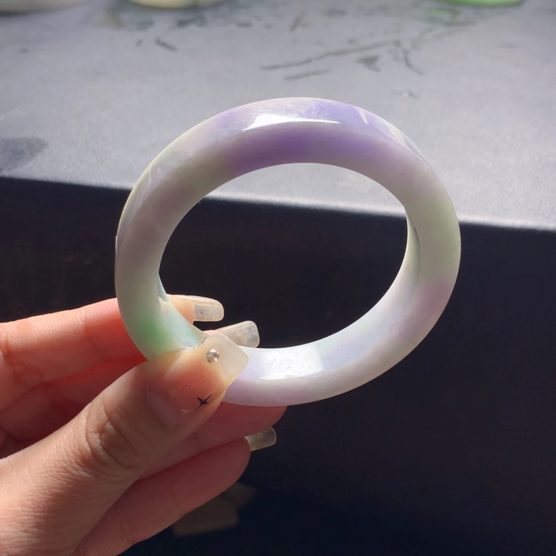 未镶嵌翡翠手镯定制翡翠56_58
