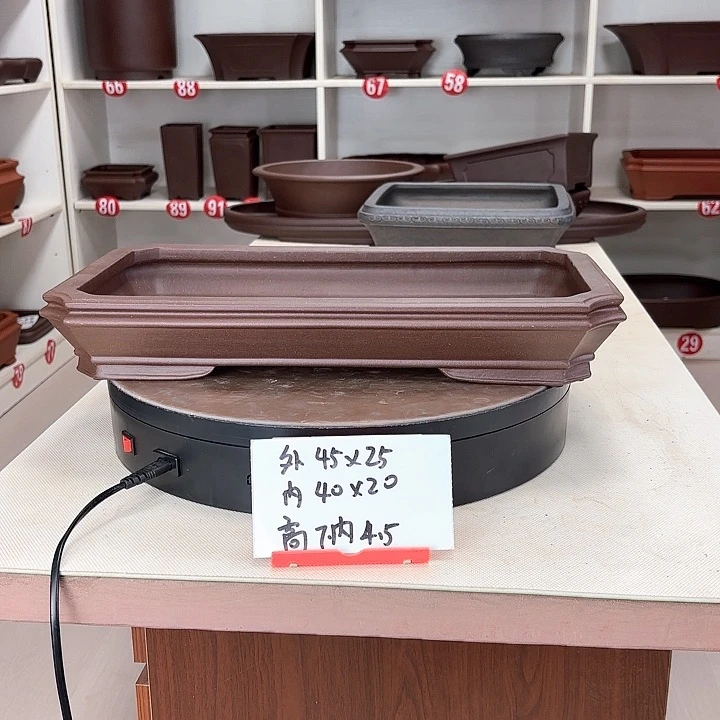 紫砂花盆浅切角小