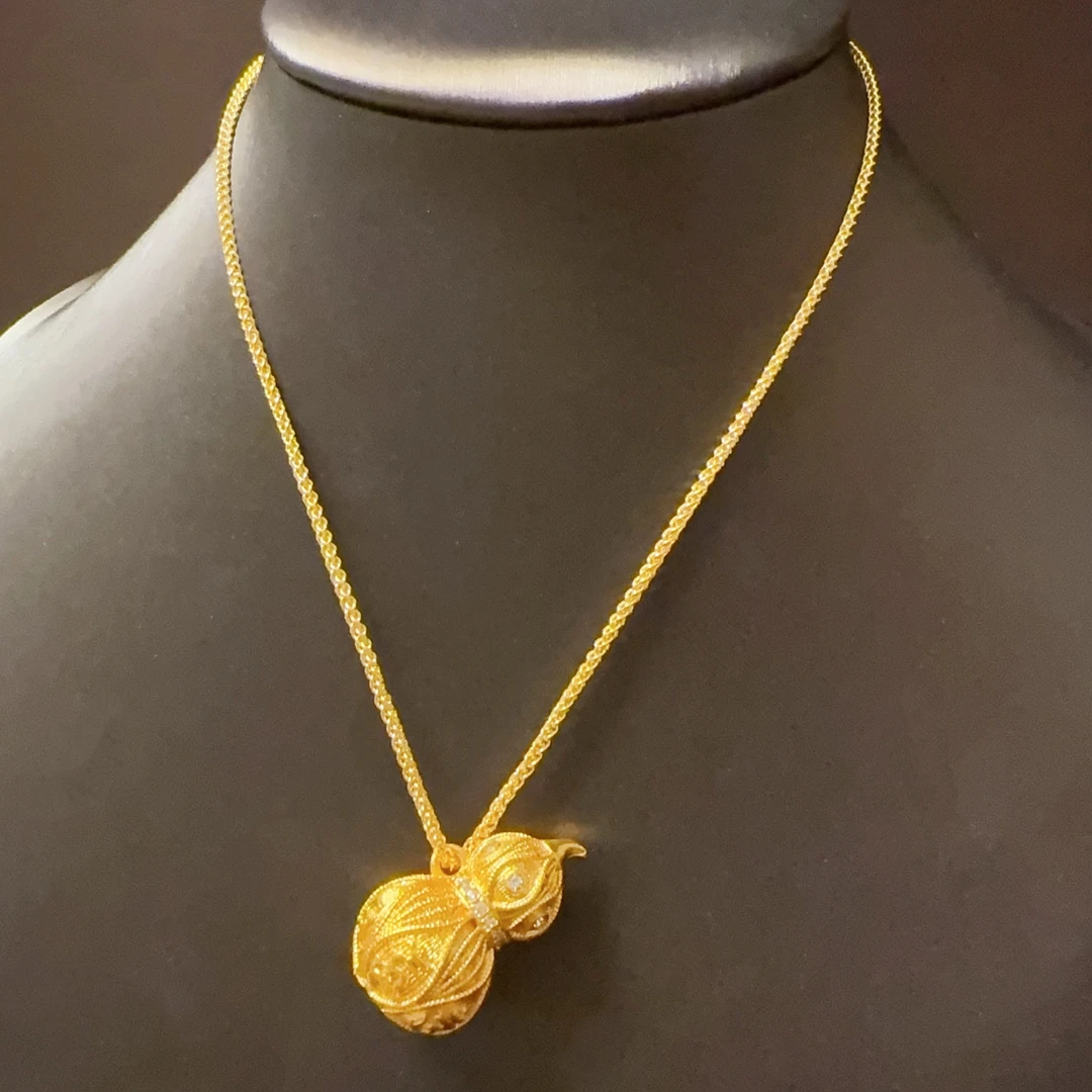 合金项链 中古金色拉丝南瓜葫芦vingate精致高级感