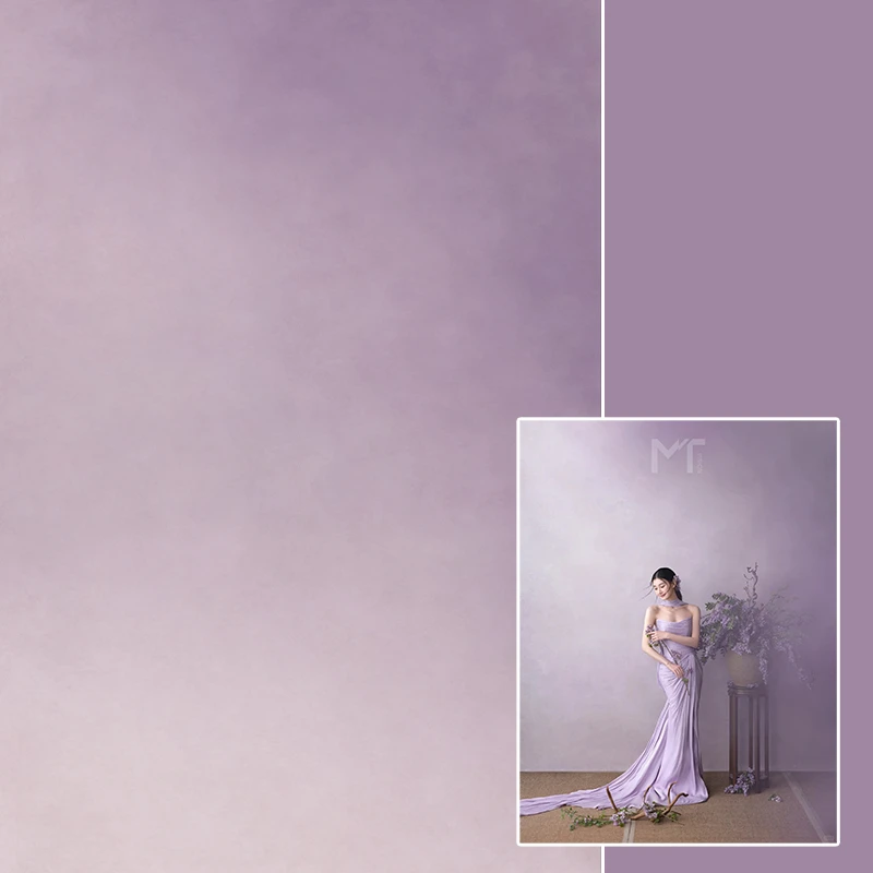 新中式紫色渐变复古油画肌理氛围婚纱写真纸影楼摄影棚拍照背景布