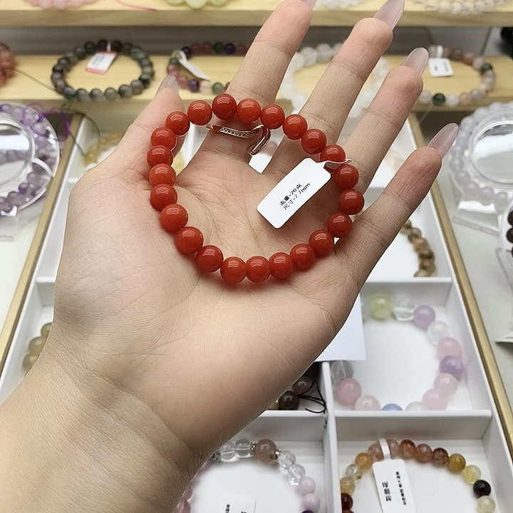 水晶手链未镶嵌南红