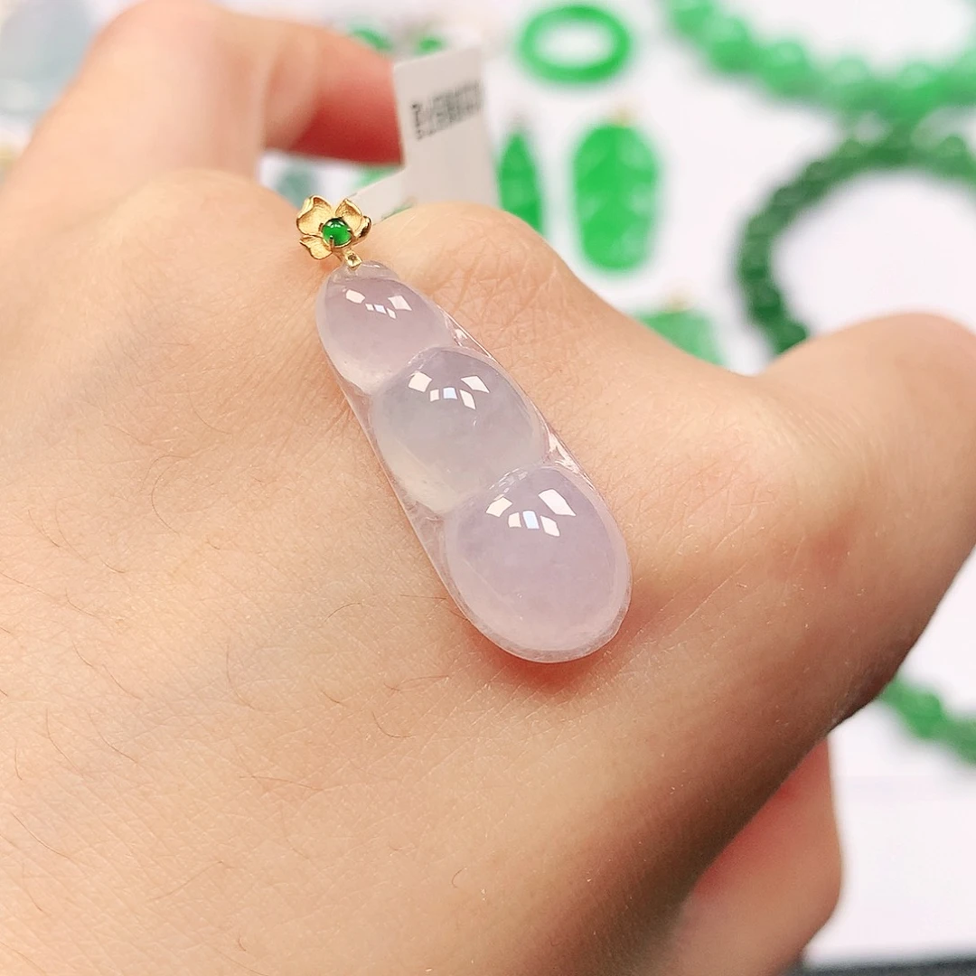 吊坠(不含链)18K金镶嵌翡翠