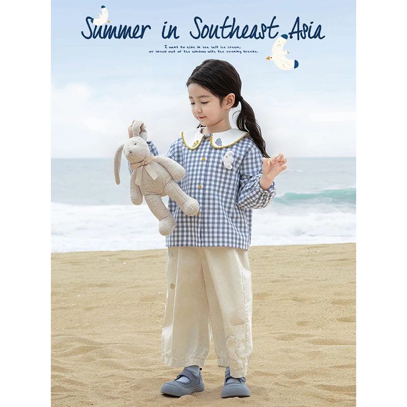 YOEHYAUL/幼悠幼悠【清新玩偶】春叁波女童洋气长袖格子衬衫 C3219