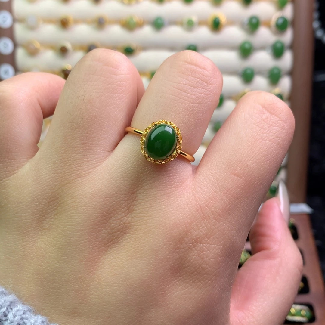 和田玉银S925镶嵌戒指