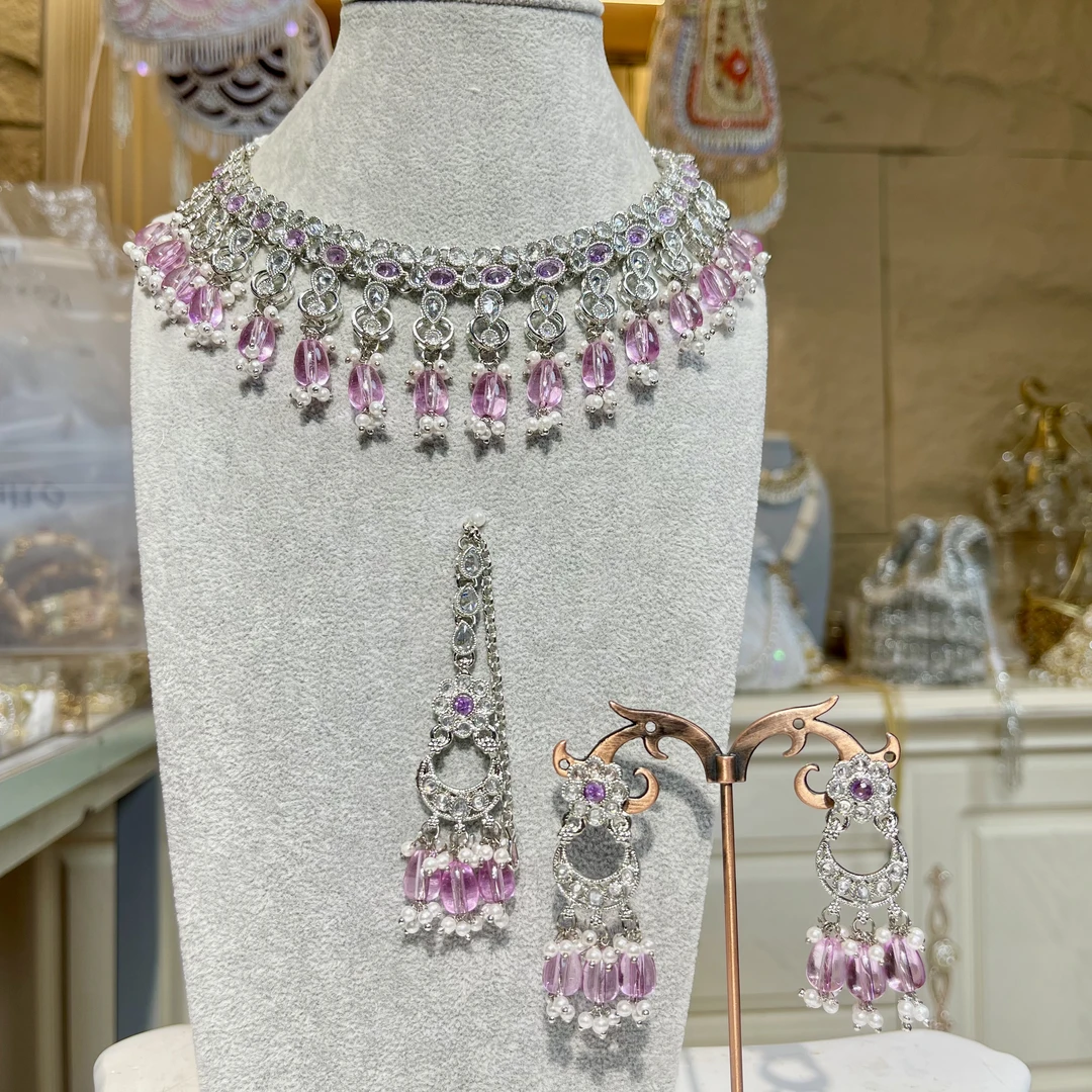 铜合金玻璃项链 【04383】印度印巴项链套装手工古风彩色精美22003