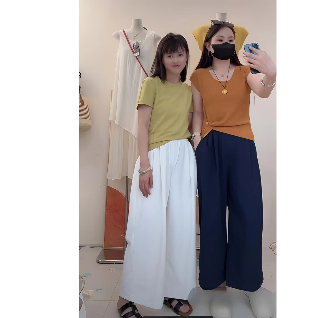 美丽娜推荐松紧夏季高腰休闲裤