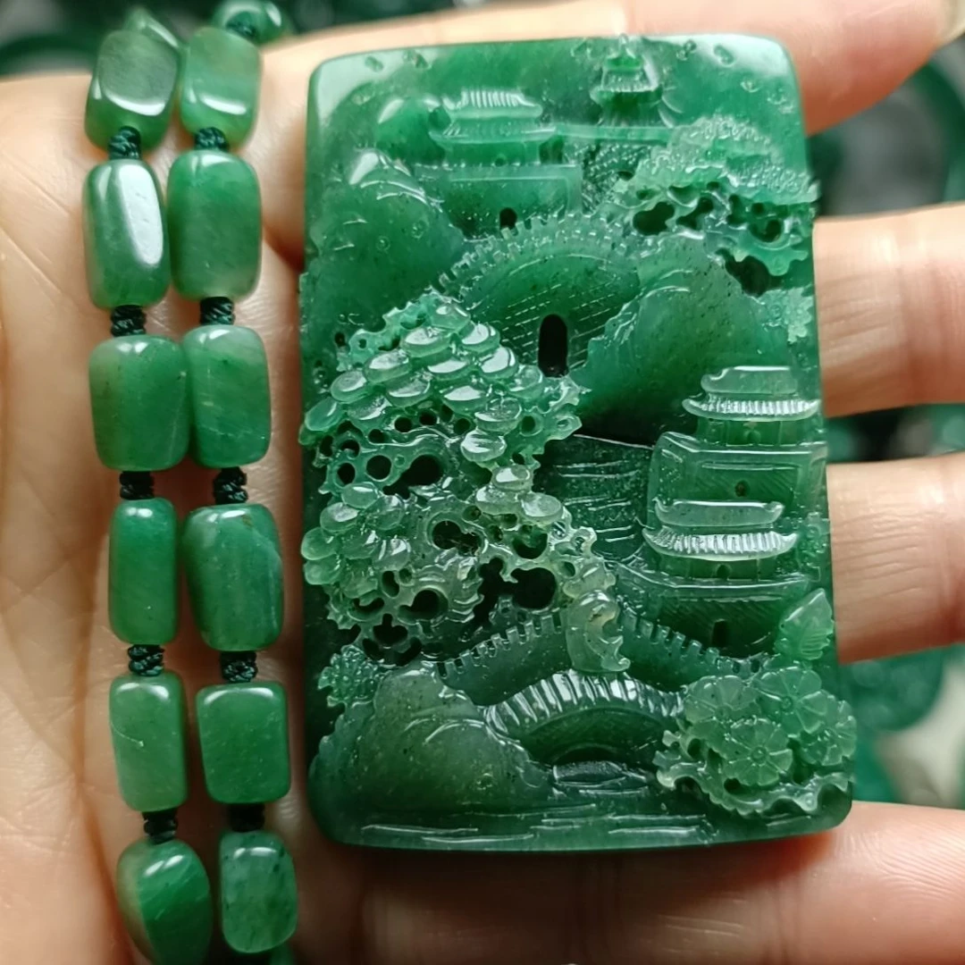 独山玉山水挂件未镶嵌