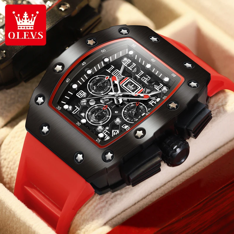 2025新款瑞士认证品牌手表男正品镂空酒桶形品牌运动潮流防水手表