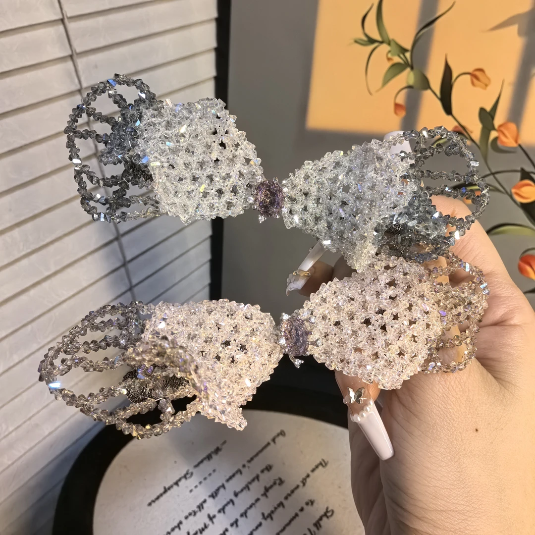 西子家莫奈璀璨蝴蝶结边夹