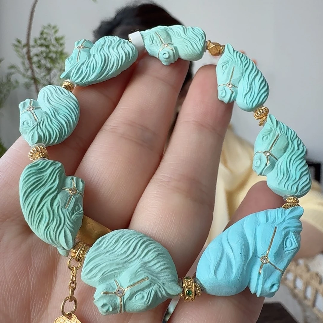 绿松石18K金镶嵌珠宝奇石