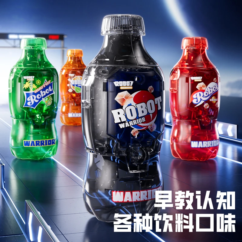 汽水机器人儿童变形玩具饮料拼装可乐机甲金刚模型男孩子可动武士
