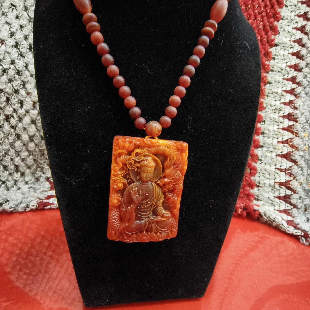 非金属树脂项链 龙涎香香味武帝关圣龙修行胡双面精美立体浮雕