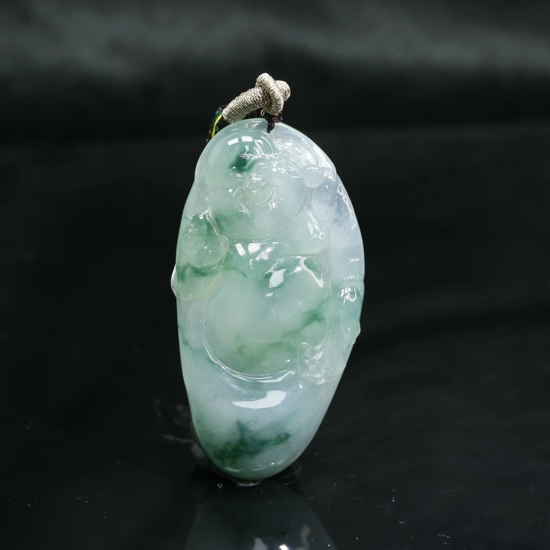25天然缅甸翡翠A货冰飘蓝花佛/900292/北京中保拍卖
