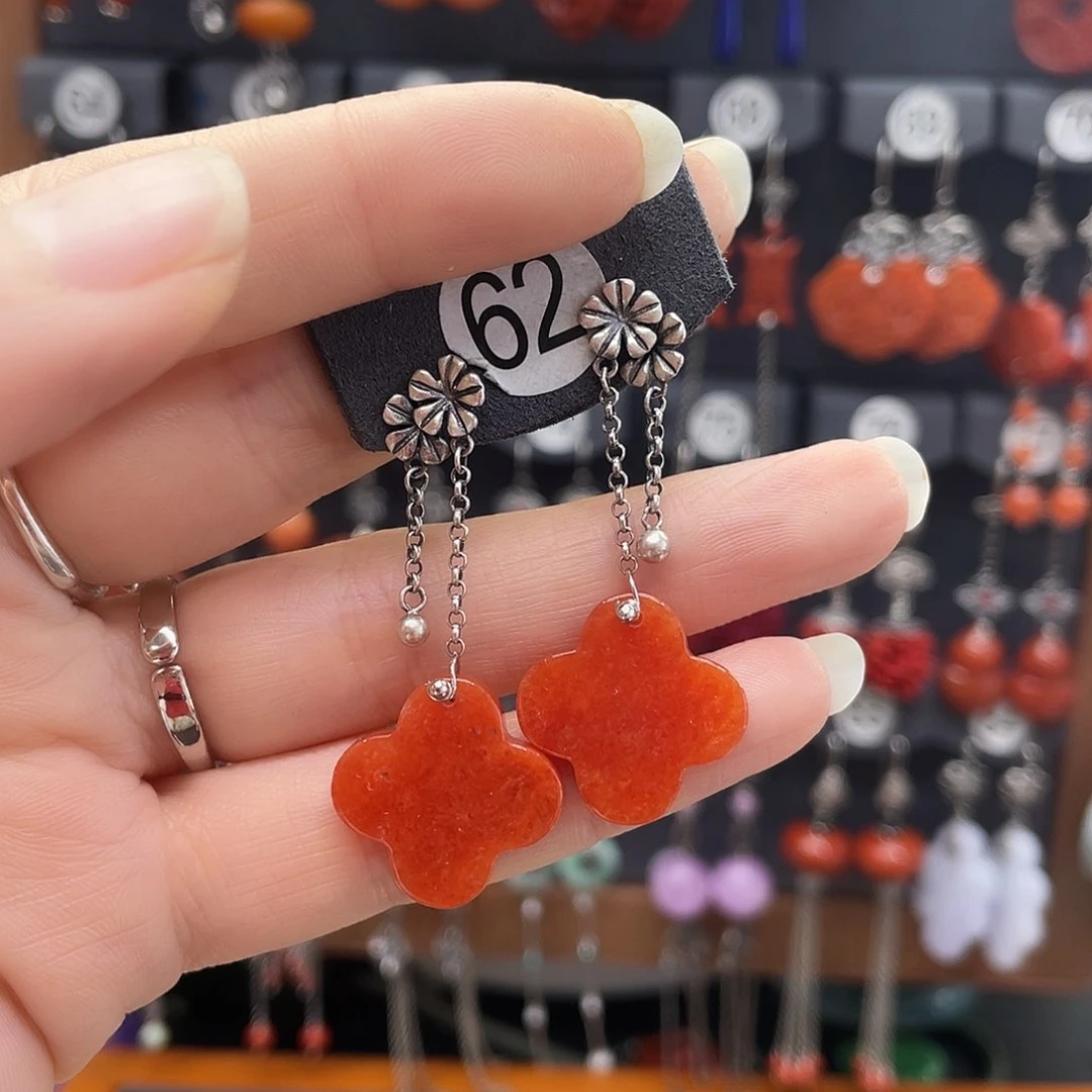 翡翠耳饰银S925镶嵌895fhjhyhl