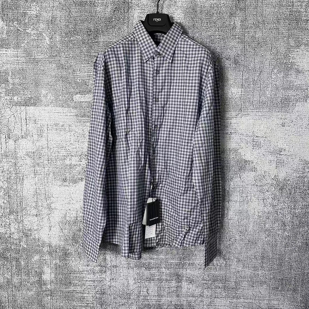 全新未使用 ZEGNA 格纹衬衫/剪标/XL码