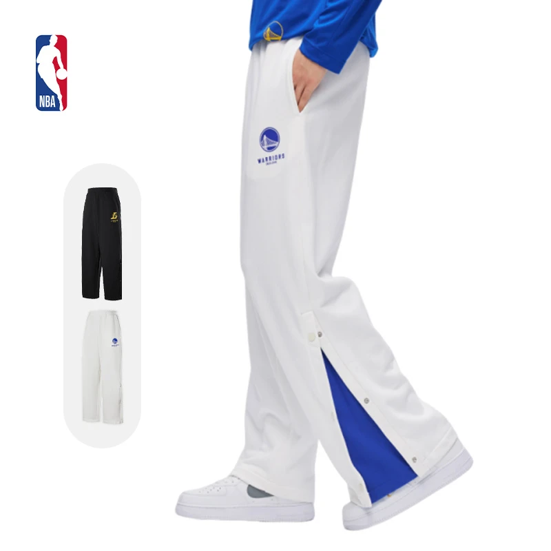 【秋季新品】NBA官方勇士/湖人男女同款撞色拼接运动长裤阔腿裤下装