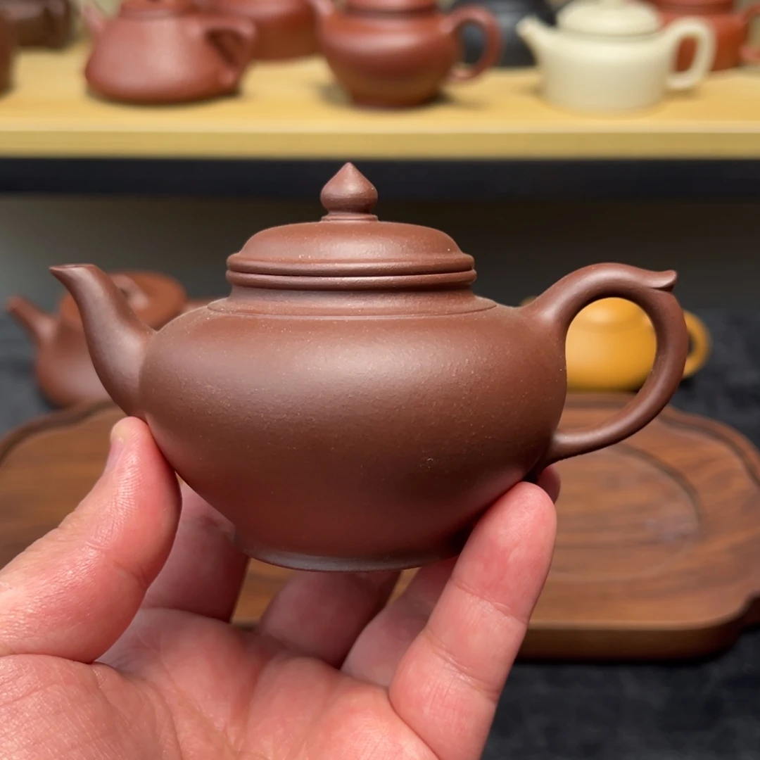 紫砂茶壶微瑕150cc老紫泥笑樱