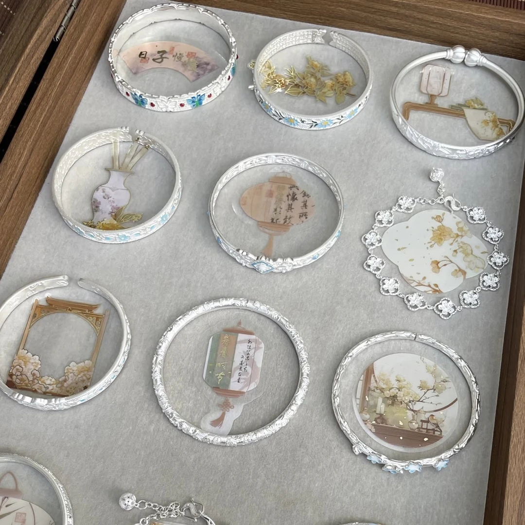 非金属珐琅手链 黄金吊坠链子时尚潮流饰品精美百搭首饰配饰银色