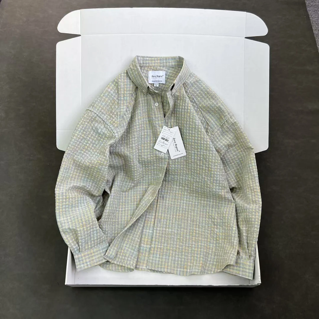 日家 设计师款 棉质纱线泡泡纱 男女翻领宽松阔版薄款衬衫外套