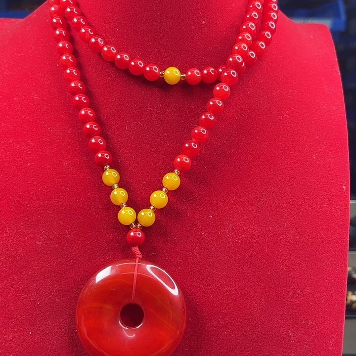 玛瑙未镶嵌项链T36三姑娘平安扣