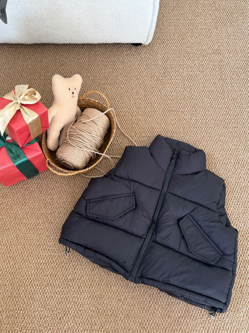 （现货）韩版儿童森系宽松立领棉马甲