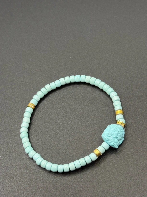 蒂芙尼蓝绿松石直切手串18K金吉祥如意