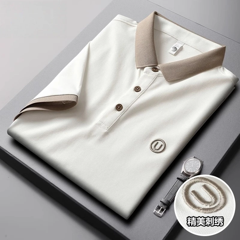 珠地棉夏季polo衫男刺绣日系拼色短袖t恤休闲宽松轻商务修身上衣