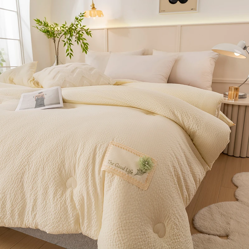 A类提花泡泡纱布大豆纤维被 学生宿舍春秋被加厚保暖冬被双人被芯