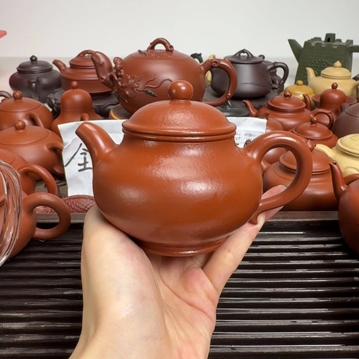 茶壶紫砂朱泥全手潘壶220毫升