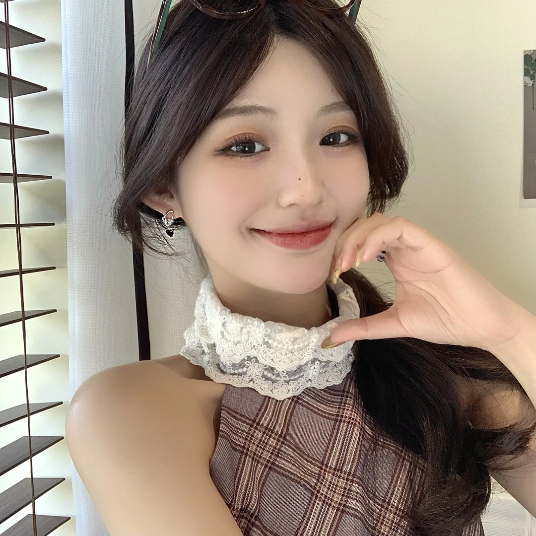 FULL GIRLISH耳环01915精致黑色爱心耳钉耳饰