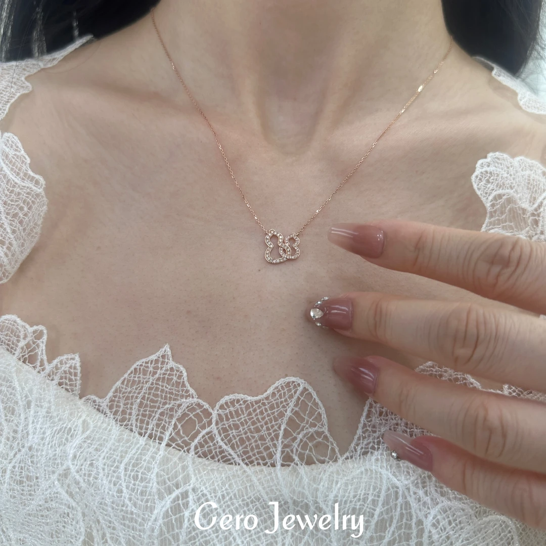 CERO【双葫芦】18k金经典时尚百搭气质款双葫芦钻石项链 AA0410