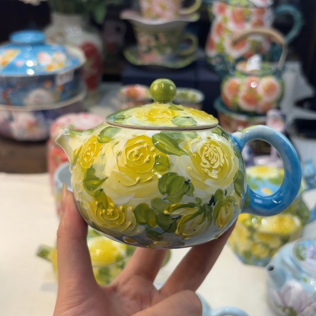 瓷片景德镇手绘高温釉下彩陶瓷茶具