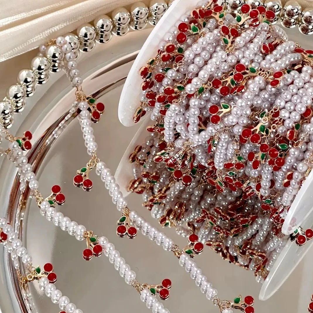 (洁雨饰品· DIY)  L00640  diy链条 樱桃诱惑 滴油小樱桃项链diy