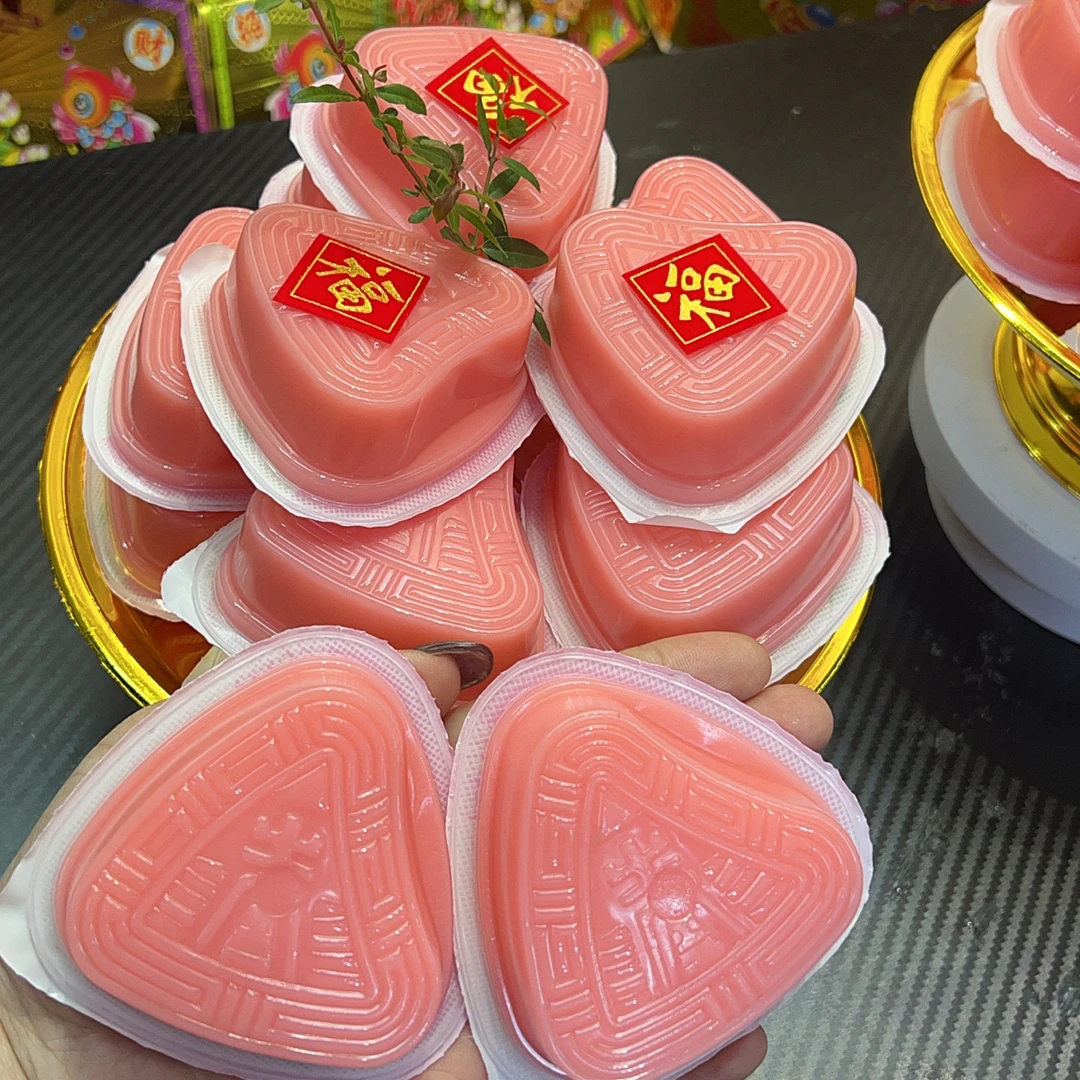 潮汕中秋红桃粿果冻白桃味爆浆《发13粒+配盘+底座》