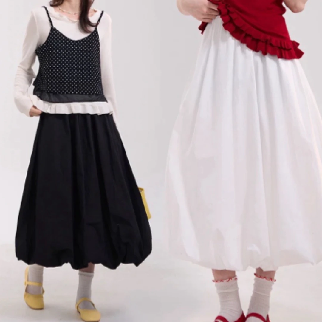 花苞半身裙女2025新款春简约百搭显瘦中长裙半身裙