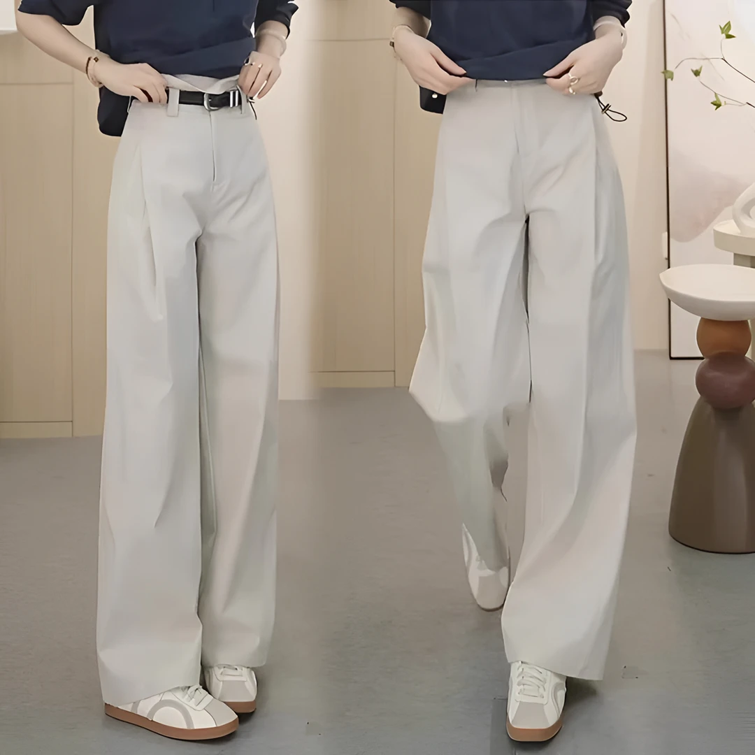 天丝棉风琴女宽松夏季薄款新款高腰变装松紧西装窄版阔腿裤风琴裤